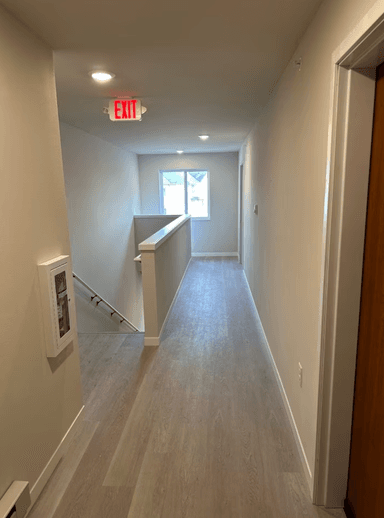 Clean and modern second floor hallway