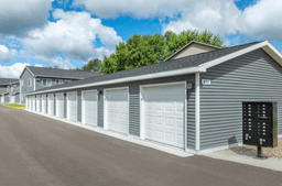 Covered garage parking spaces for residents